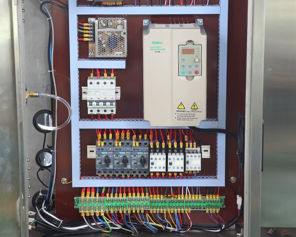 Cables and electronic components in the enclosure