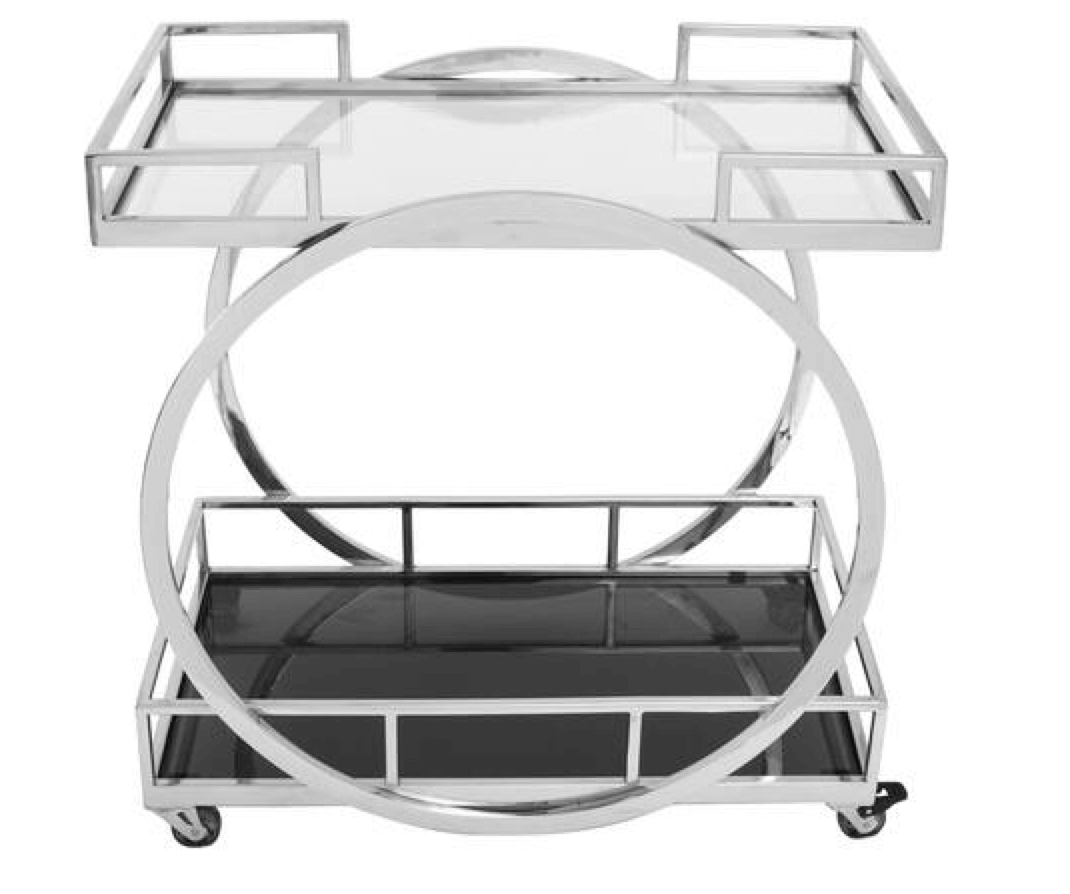 Clear and dark glass dining cart