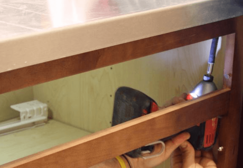 Installation of stainless steel worktop