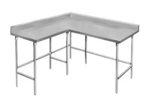 L-shaped stainless steel work table