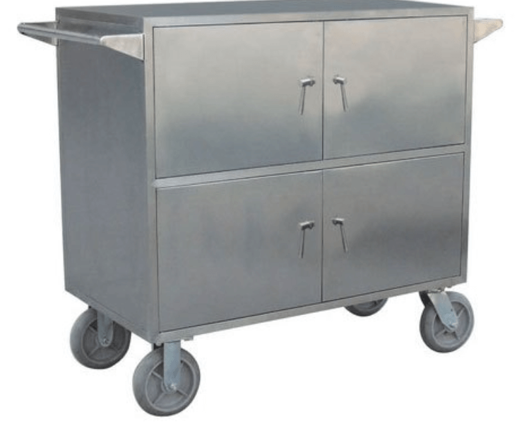 Stainless steel trolley with doors