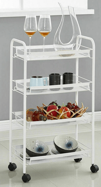 White stainless steel dining cart