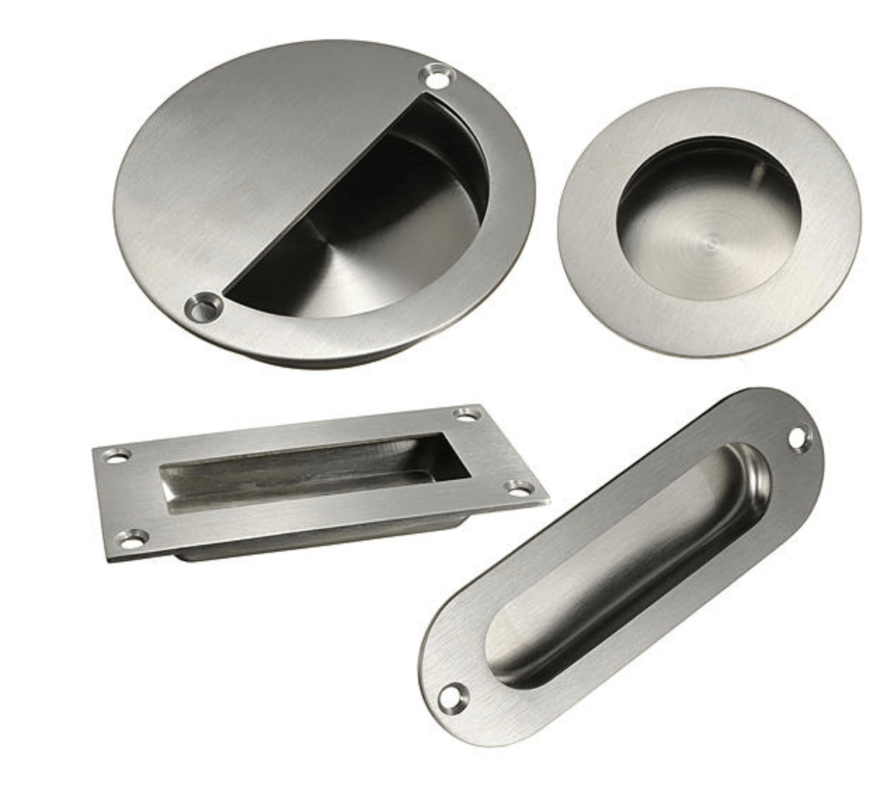 Flush stainless steel door handle