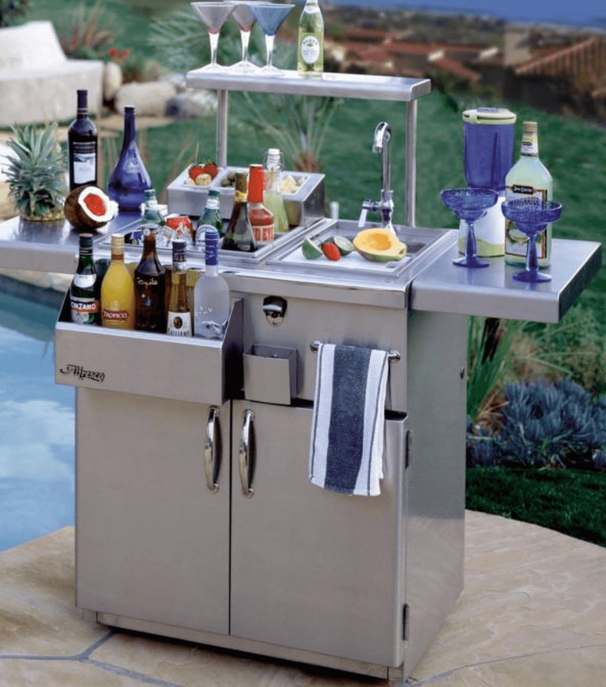 Stainless steel BBQ bartending unit