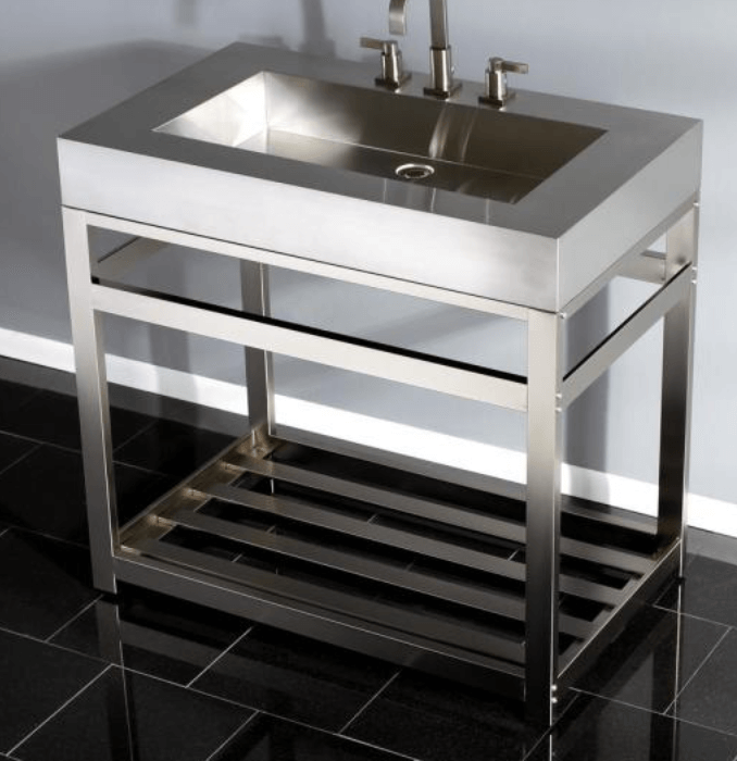 Stainless steel console vanity cabinet