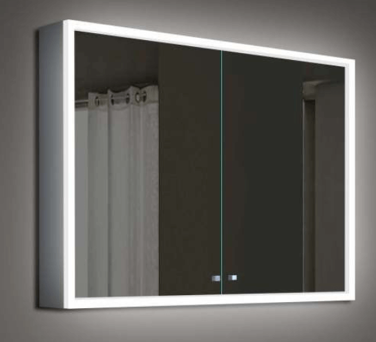 Stainless steel vanity cabinet with LED lights