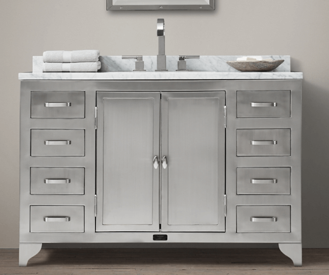 Stainless steel vanity cabinet with drawers