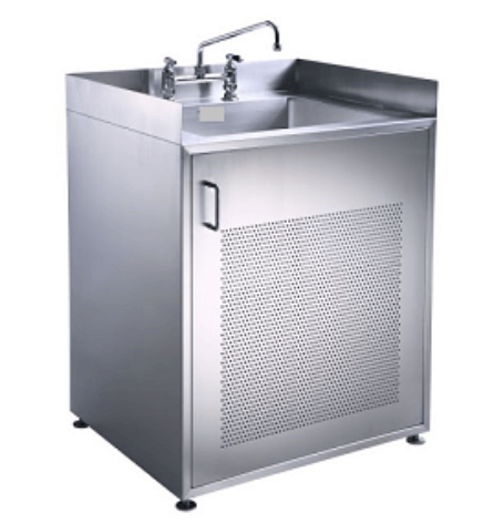 Vented stainless steel vanity cabinet