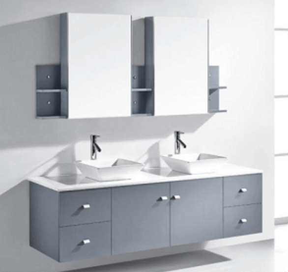 Wall-mounted stainless steel vanity cabinet