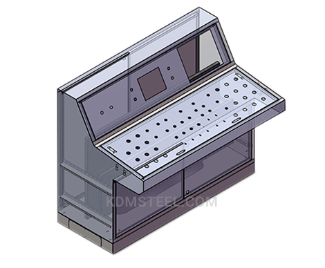 double door piano type desk console enclosure