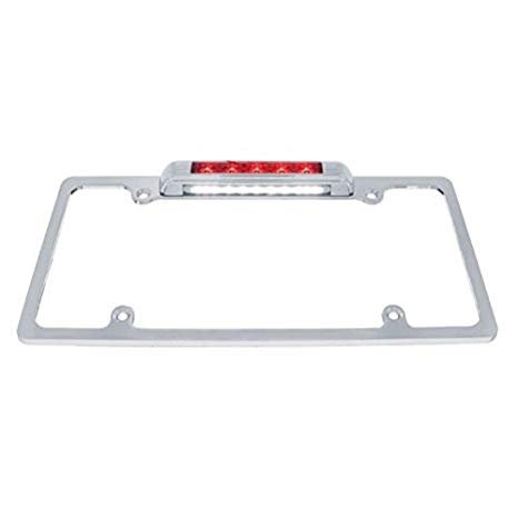 Chrome License Plate Bracket with LED Light and License Plate Light