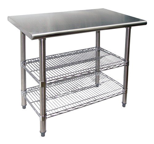 2 Adjustable Chrome Wire Under Shelves Stainless Steel Prep Table