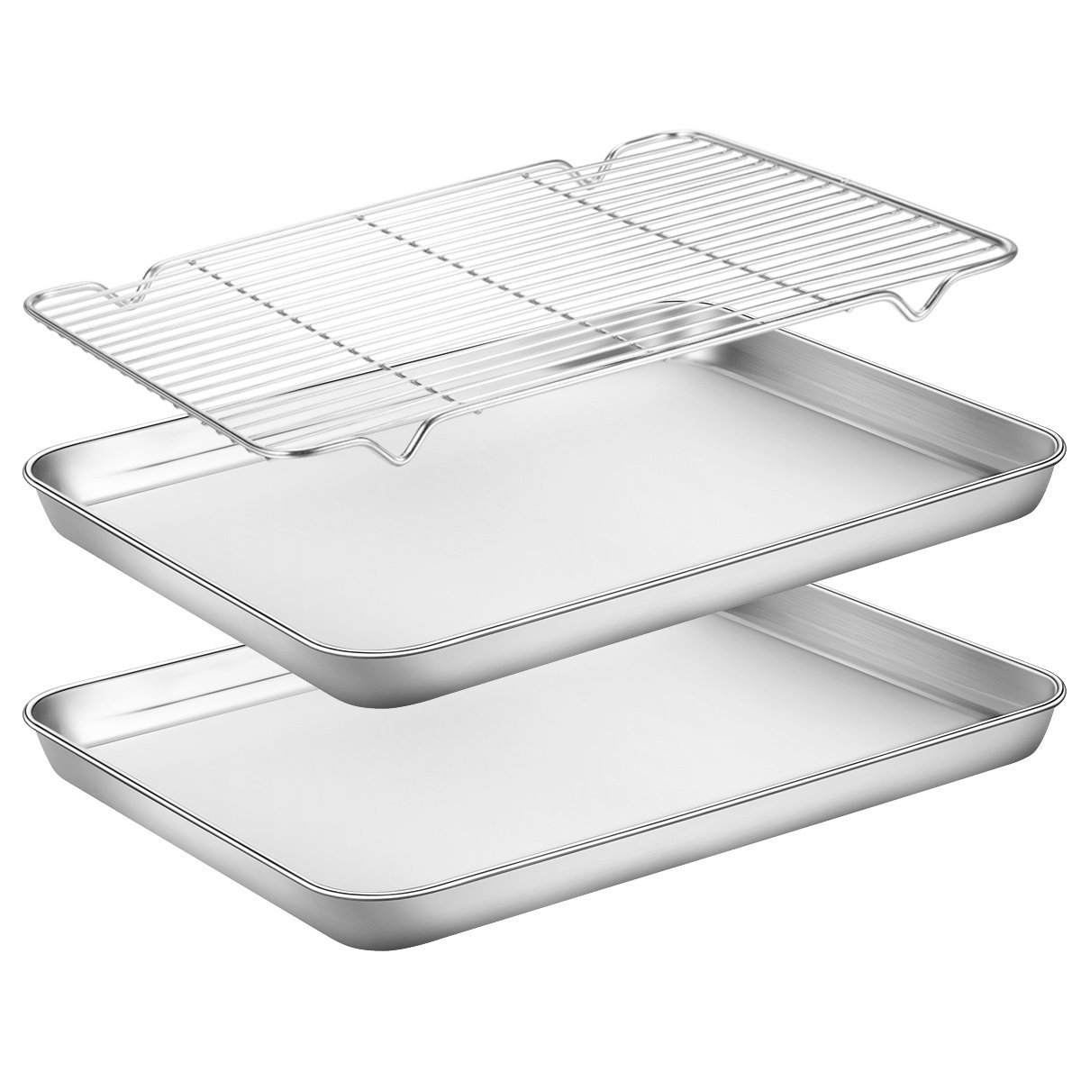 2 Pieces with Rack Stainless Steel Cookie Sheet