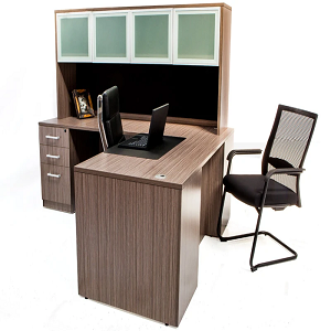 L Shaped Furniture with File Pedestal and Hutch