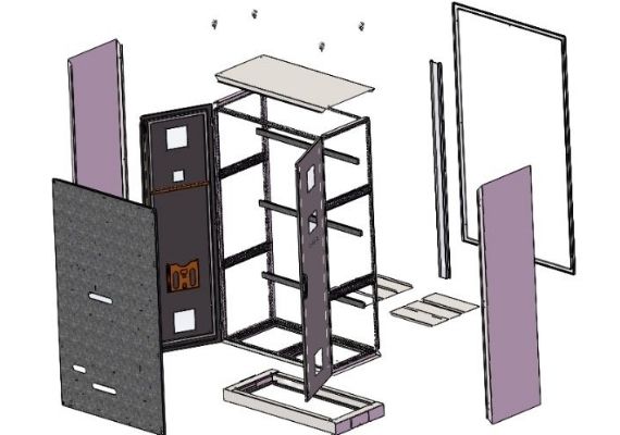 free standing modular enclosure 3D drawing