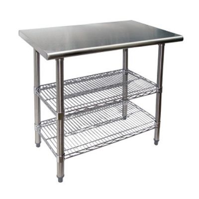 72_Stainless Steel Work Table with Adjustable Under Shelves