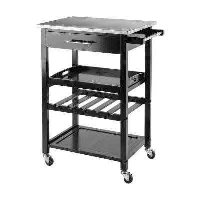 Black Top Stainless Steel Kitchen Cart