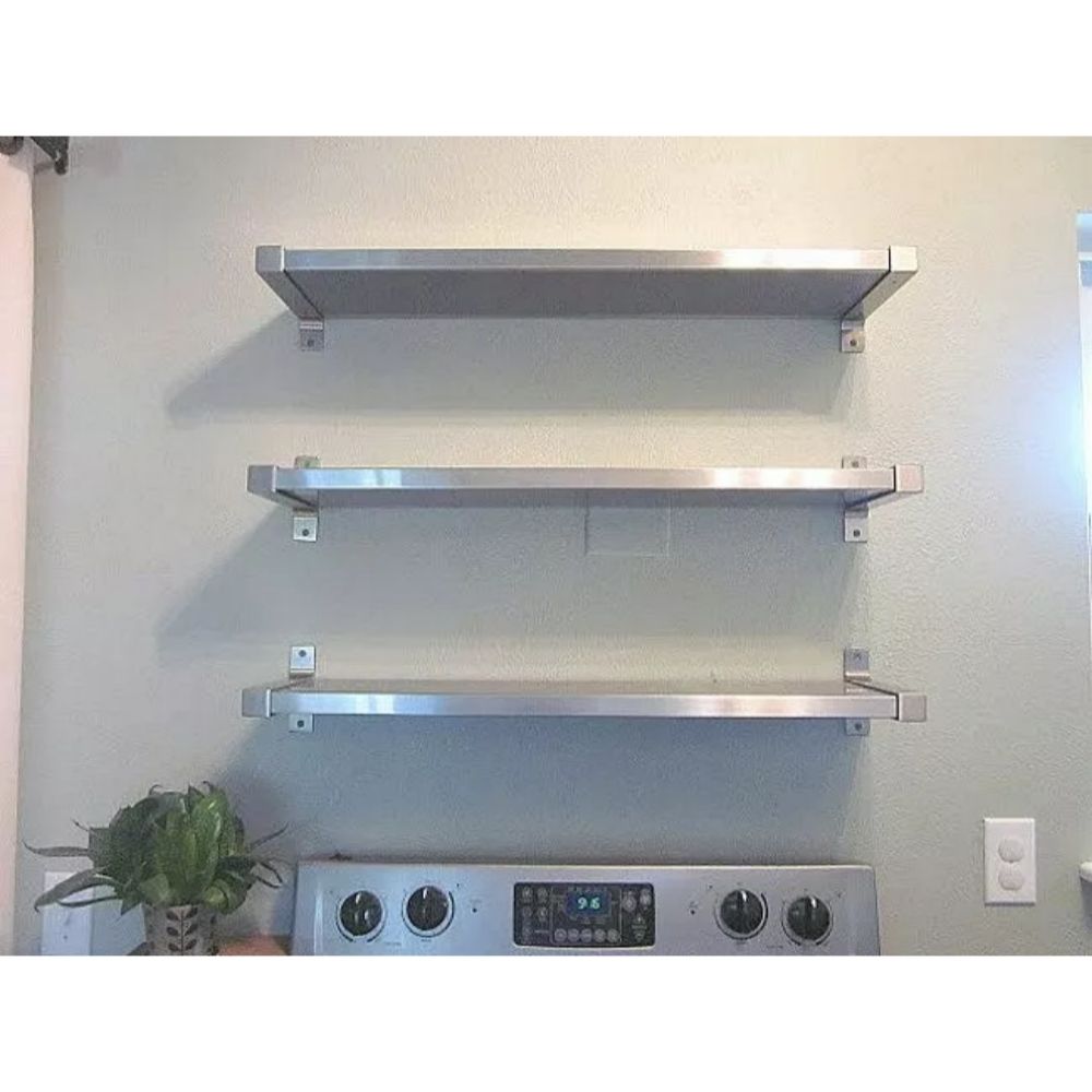 Deep Commercial Grade Stainless Steel Floating Shelves