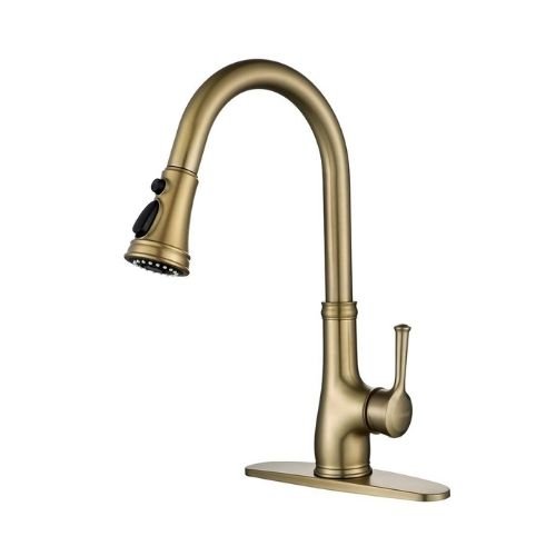 Golden Kitchen Sink Faucet with Pull Out Sprayer