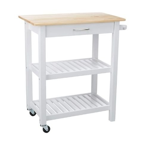 Multifunction Rolling Kitchen Cart Island with Open Shelves